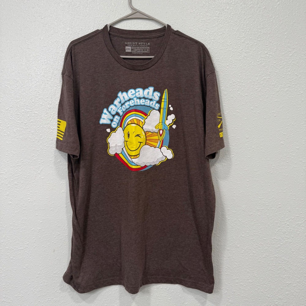 Grunt Style Warheads on Foreheads Brown Graphic T-Shirt Mens 2XL Short Sleeve